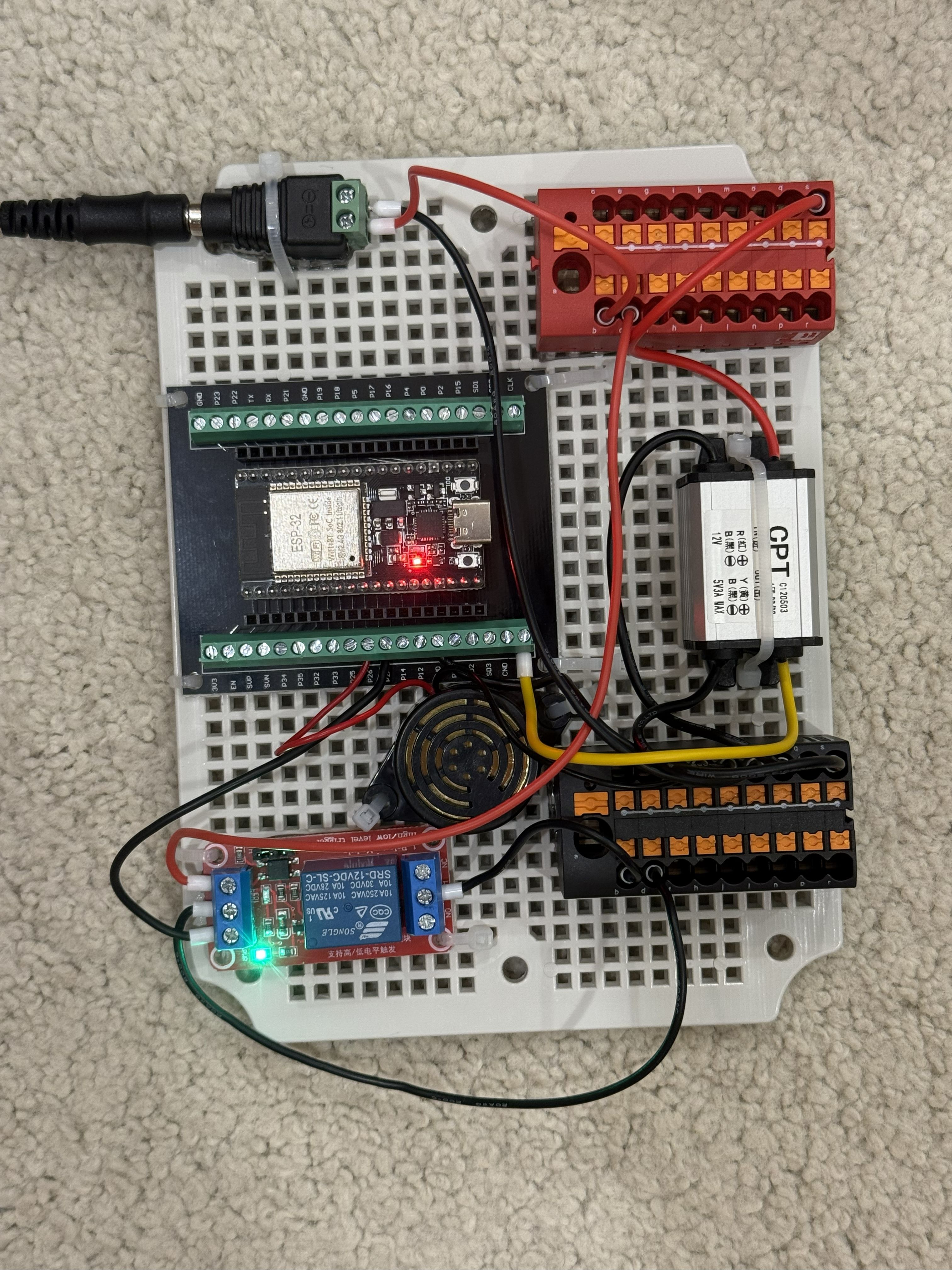 All components mounted to the plastic plate